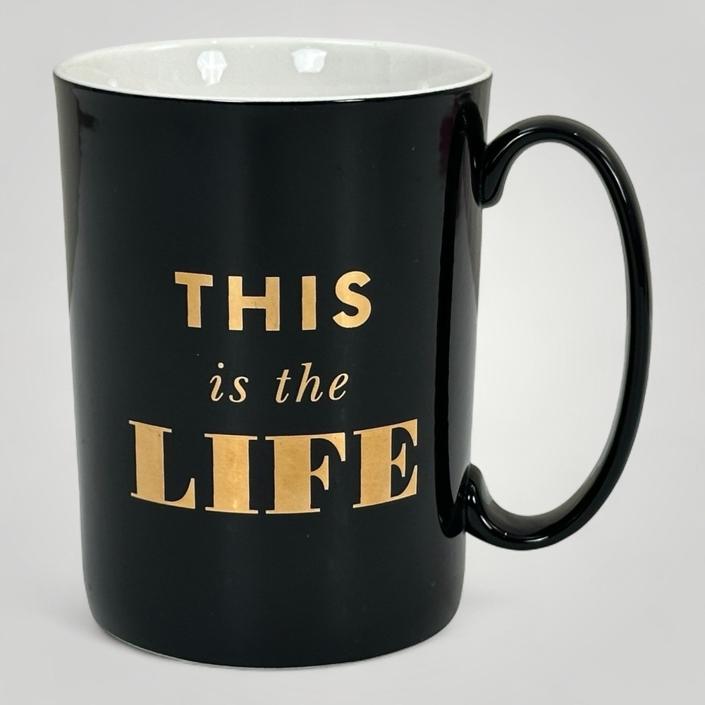 Kate Spade New York Simply Sparkling This Is The Life Black Mug Cup
